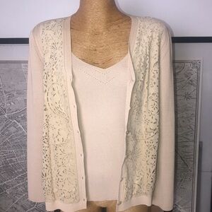 ESCADA SET 2 pieces Top and sweater Elegant Cream Women's Sweater Size 40 8-10